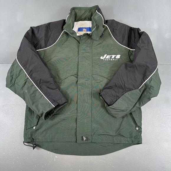 Reebok Other - VTG New York Jets Jacket Boys Medium Green Black Hooded Reebok On Field Zip